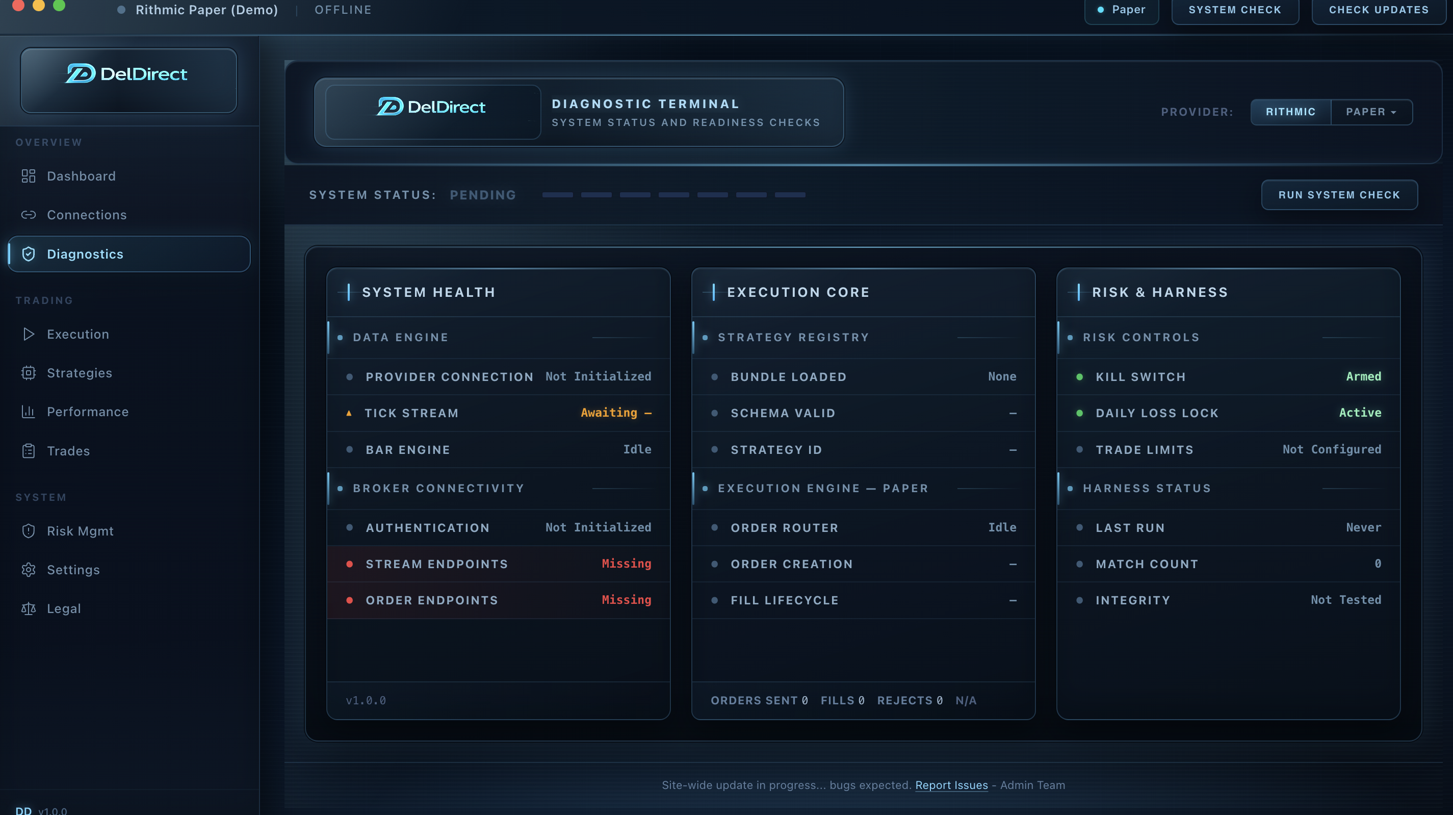 DelDirect in-app view
